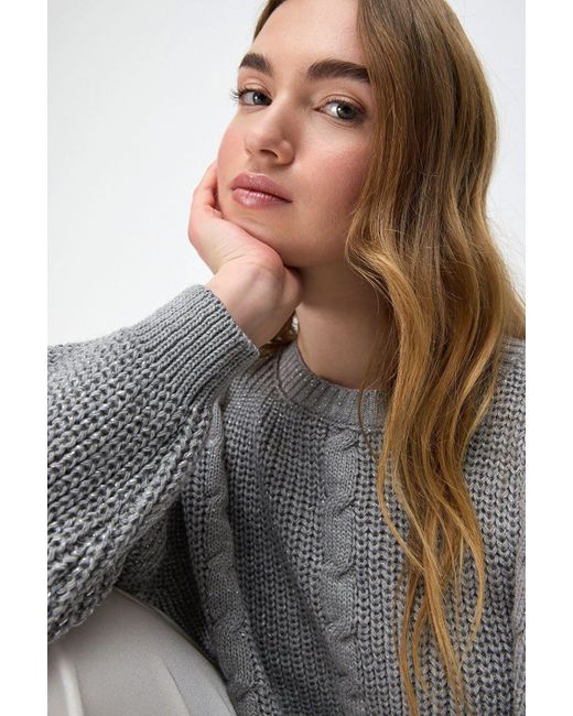 No Matter What White Strickpullover Glitzer Crop Pullover