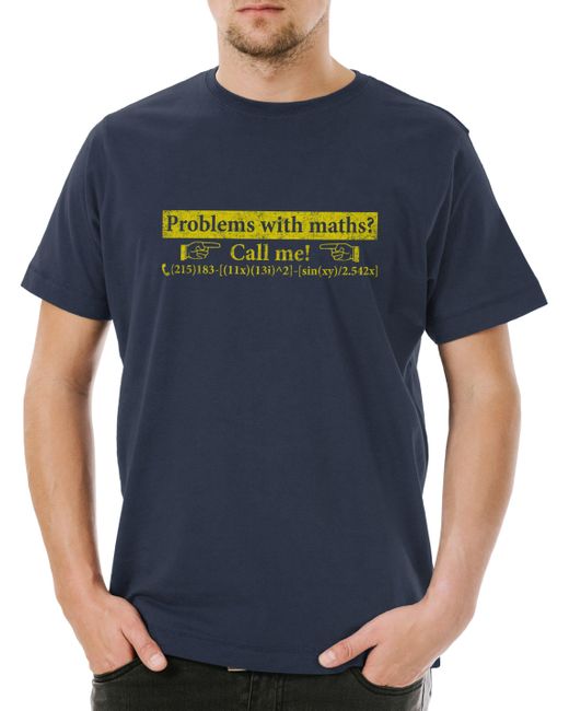 Urban Backwoods Print- Problem with Maths T-Shirt Geek Fun Mathe in Blue für Herren