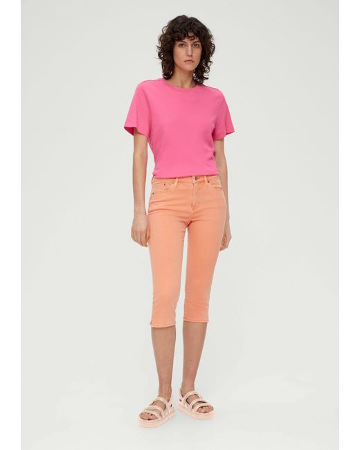 S.oliver Pink 7/8- Ankle-Jeans Betsy / Fit / Mid Rise / Slim Leg Leder-Patch, Waschung