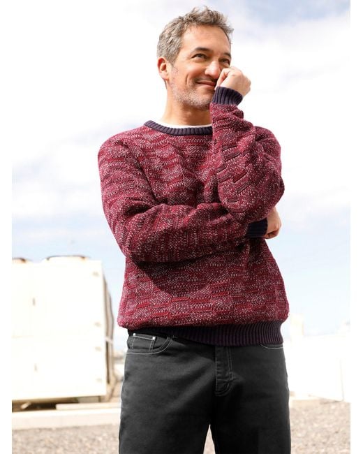WITT Strickpullover Langarm-Pullover in Red für Herren