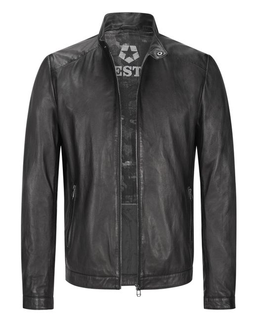 Milestone Lederjacke MSDave klassischer Schnitt aus feinstem Lammleder in Black für Herren
