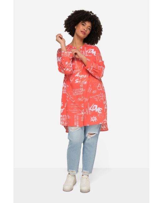 Angel of Style Red Longbluse A-Line Graffitti-Muster Langarm