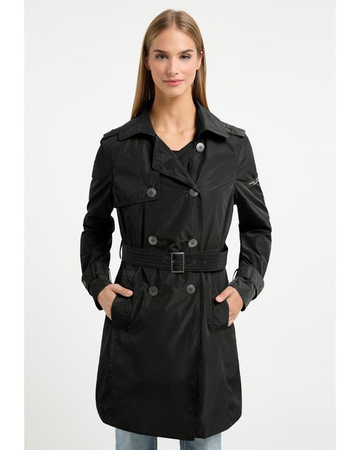 Frieda & Freddies Black Trenchcoat / Nadina mit dezenten Farbdetails