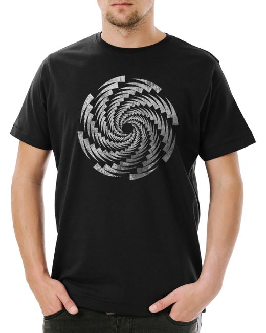 Urban Backwoods Print- Spiral Rotator T-Shirt Magic Kreisel Spirale Hypnose in Black für Herren