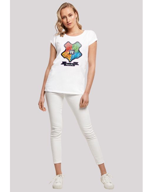F4NT4STIC White T-Shirt Harry Potter Hogwarts Junior Crest Print