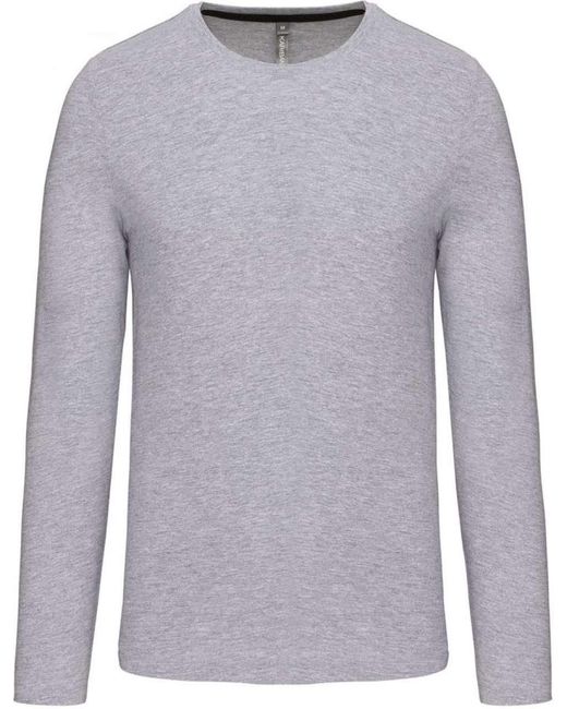 Kariban Rundhalsshirt Langarmshirt Longsleeve Long Sleeve T-Shirt Baumwolle in Gray für Herren