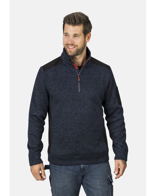 HERO by John Medoox Sweatjacke Knitted Workwear -- Arbeits-Fleece-Strickshirt Troyer Funktionsqualität in Blue für Herren