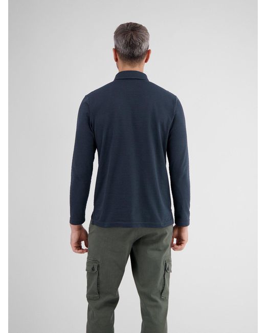 Lerros Poloshirt Langarmpolo in Struktur-Baumwollqualität in Blue für Herren