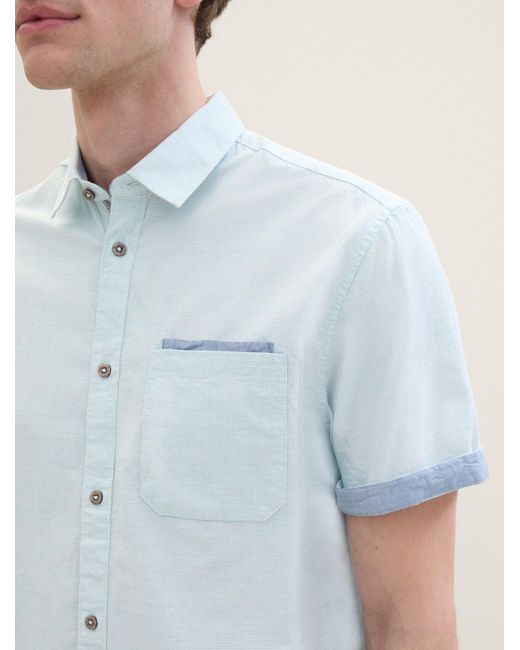 Tom Tailor Langarmhemd Kurzarmhemd mit Brusttasche in White für Herren