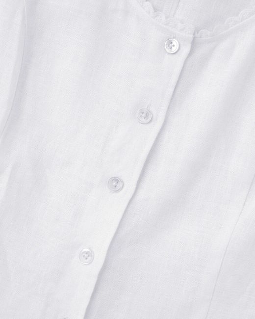 Luis Steindl White Trachtenbluse Halbarm-Leinenbluse mit Spitze