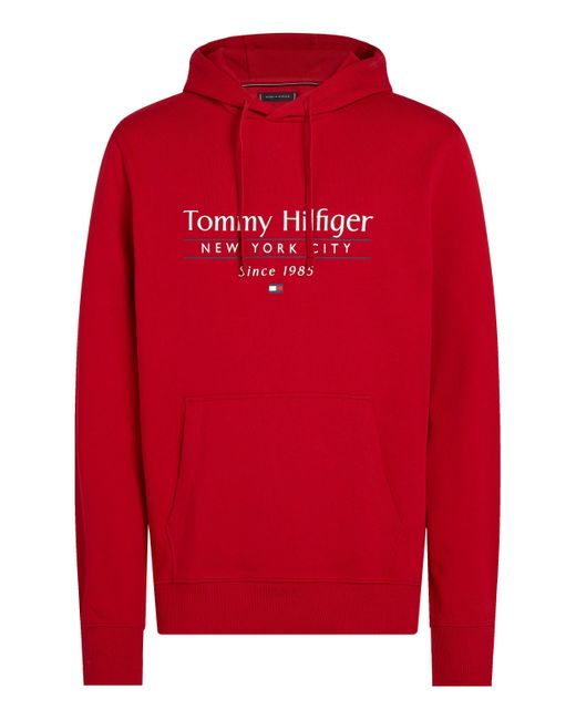 Tommy Hilfiger Tommy Hoodie HILFIGER CENTER STACK HOODY mit großem mehrfarbigen Print in Red für Herren