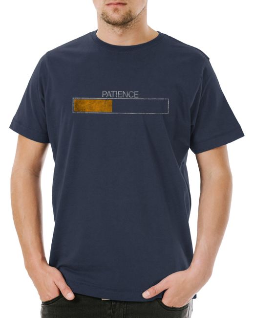 Urban Backwoods Print- Patience T-Shirt Please Wait Ladebalken Loading Bar Lehrer in Blue für Herren