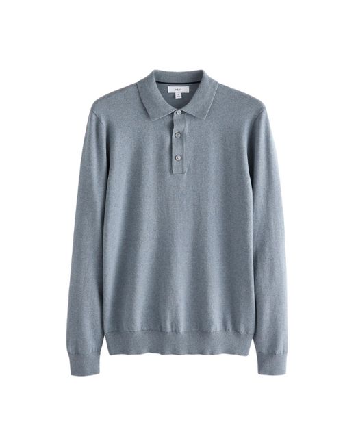 Next Langarm- Langärmeliges Slim Fit Poloshirt aus Strick (1-tlg) in Blue für Herren