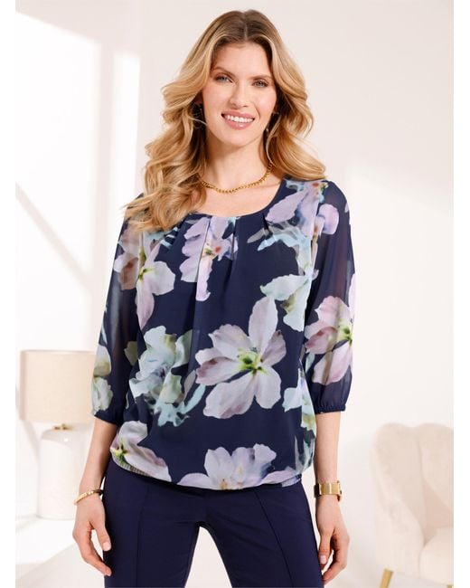 Sieh an! Blue Klassische Bluse Georgettebluse