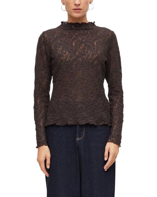 S.oliver Black Langarmshirt Im Häkel-Look Und Mit Struktur