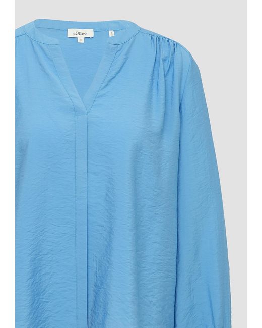 S.oliver Blue Langarmbluse Bluse aus Viskosemix mit Raffung