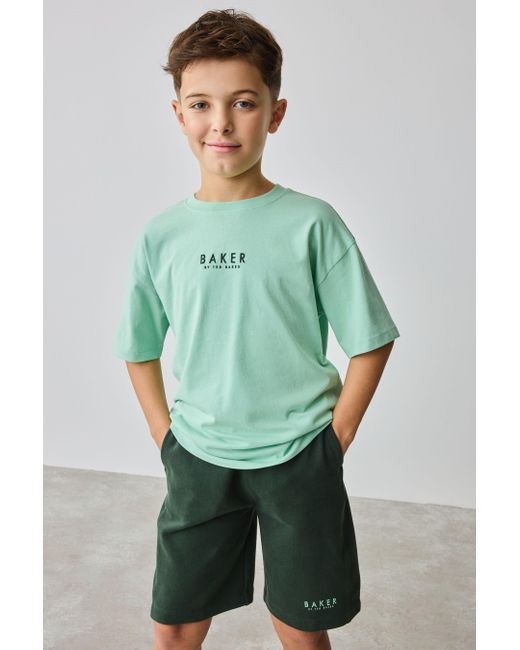 Baker by Ted Baker T-Shirt & Shorts by Ted Baker Oversized Fit 100 % Baumwolle (2-tlg) in Green für Herren