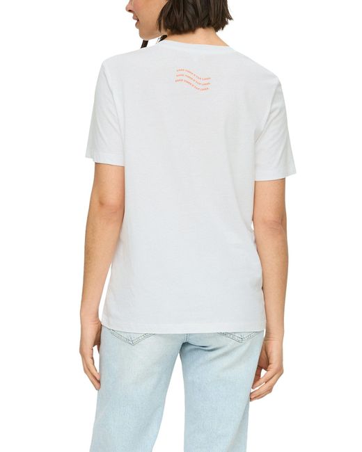 S.oliver White Print-Shirt aus reiner Baumwolle