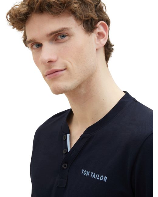 Tom Tailor Langarmshirt mit Logo Print in Blue für Herren