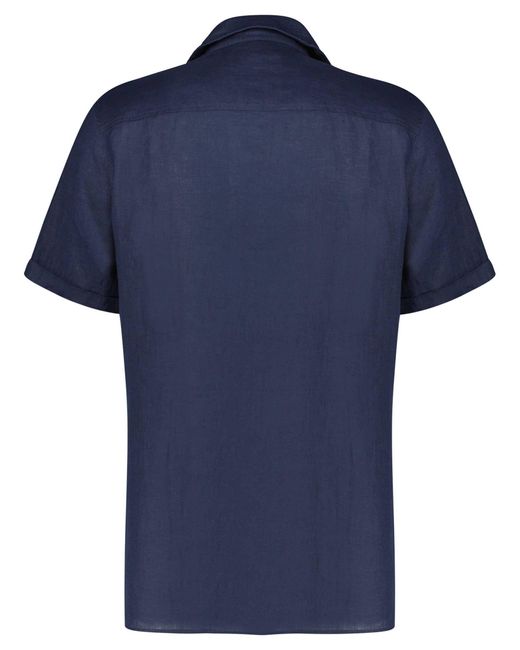 Drykorn Langarmhemd Leinenhemd BIJAN Regular FIt Kurzarm (1-tlg) in Blue für Herren