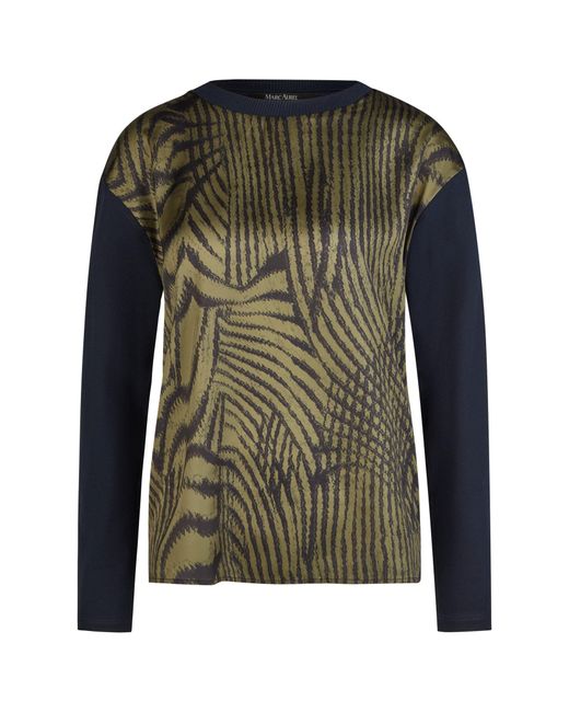 MARC AUREL Green Shirtbluse mit abstraktem Linienprint