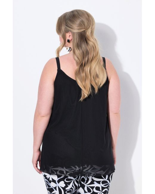 MIAMODA Black Longtop Top A-Linie Mesh