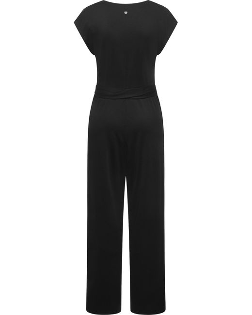Ragwear Black Jumpsuit Goldea Langer Overall mit Bindegürtel
