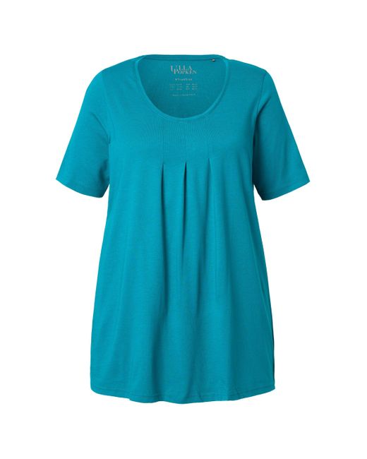 Ulla Popken Blue T-Shirt Zierfalten A-Linie Rundhals Halbarm Modal