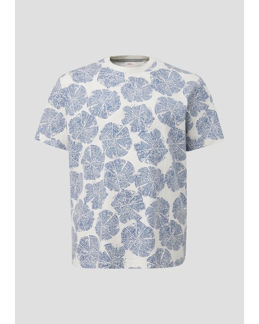 S.oliver Kurzarmshirt T-Shirt aus Baumwolle Artwork in Blue für Herren