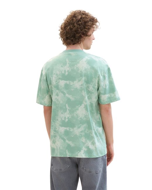 Tom Tailor Kurzarmshirt relaxed allover print t-shirt in Green für Herren
