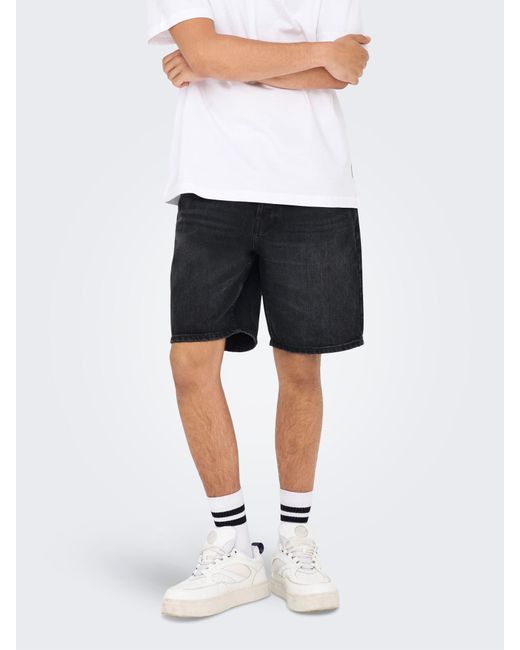 Only & Sons ONSEDGE BLACK 2047 TAI DNM SHORTS in Gray für Herren