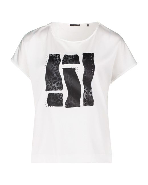 Zero White Kurzarmshirt Satinshirt mit Glitzersteinen (1-tlg) Ziersteine