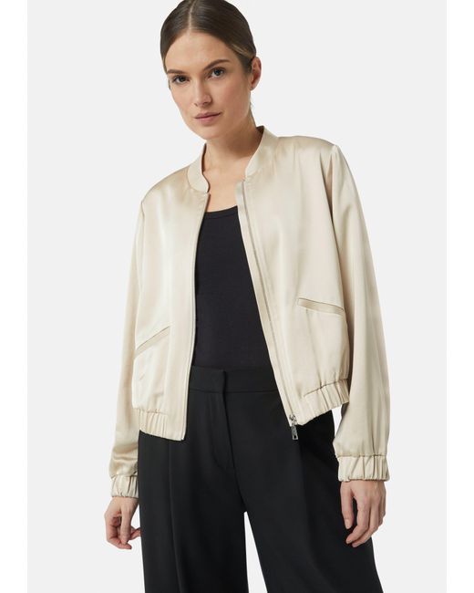 Comma, White Blusenblazer Blouson aus Satin