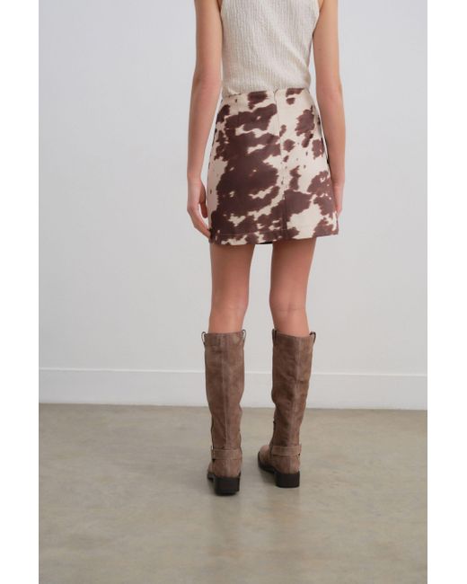 Next Brown Minirock mit Kuh-Print aus Kunstveloursleder (1-tlg)