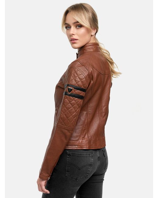 Tazzio Brown Lederjacke F513 außergewöhnliches Design & mit Biker-Details