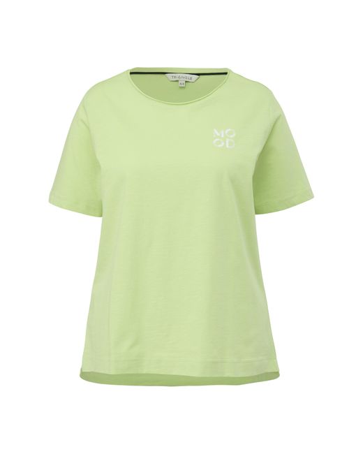 TRIANGL Green Kurzarmshirt T-Shirt mit Schriftprint Rollsaumblende, Artwork