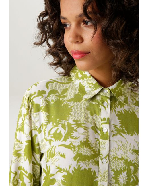 Aniston CASUAL Green Hemdbluse mit phantasievollem, graphischen Druck