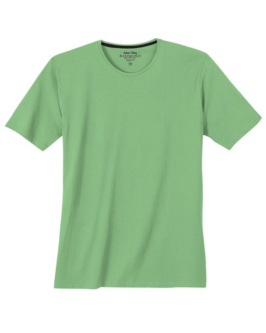 Redmond Rundhalsshirt Basic T-Shirt hellgrün Übergröße Rundhals in Green für Herren