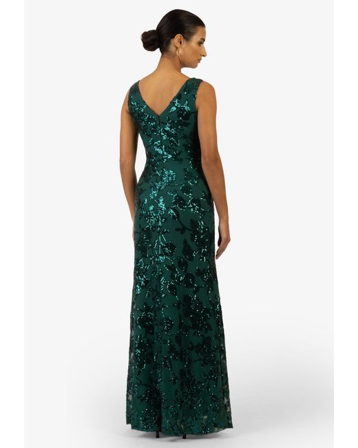 Kraimod Green Abendkleid mit V-Ausschnitt