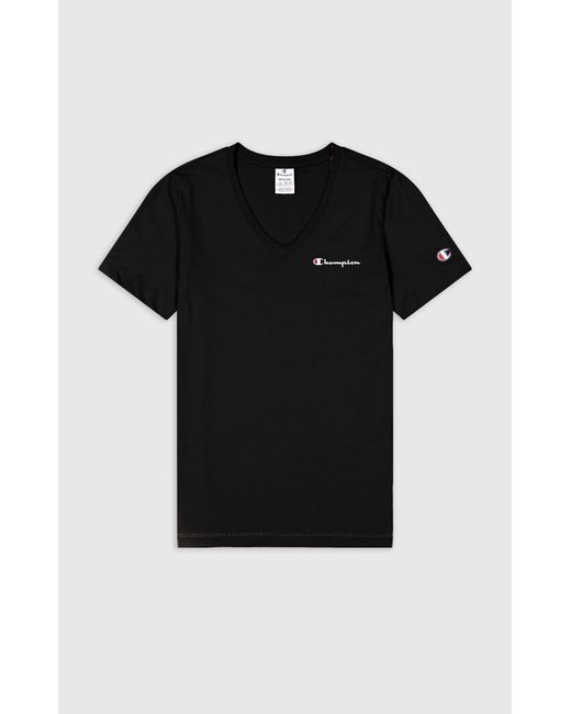 Champion Black Kurzarmshirt V-Neck T-Shirt NBK/ROW