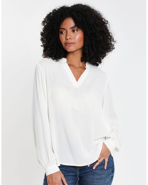 Threadbare White Blusentop THB Catheryn V Neck Blouse (1-tlg) im klassischen Design