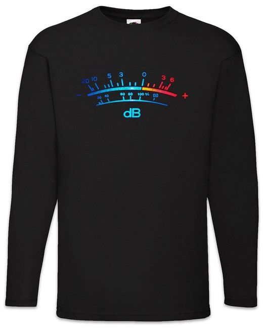 Urban Backwoods Langarmshirt DB Meter II Langarm T-Shirt Decibel Music Bass Retro Radio Cassette VU in Black für Herren