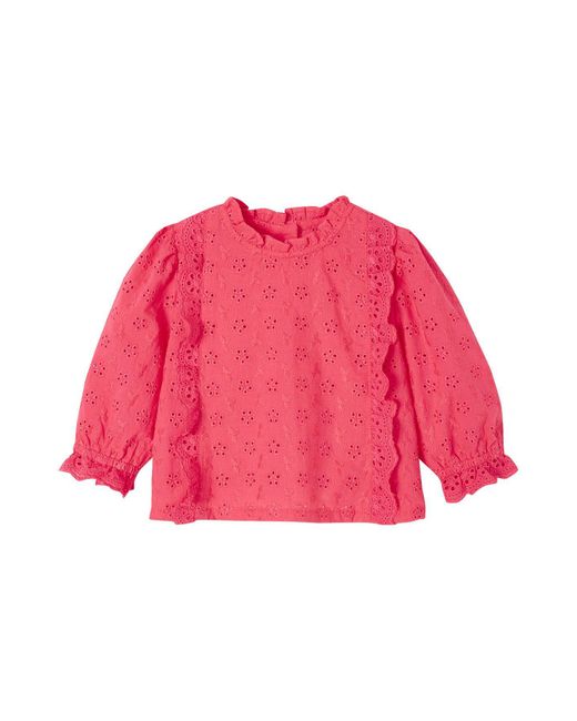 VERTBAUDET Pink Langarmhemd Hemd Lochstickerei
