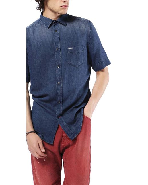 DIESEL Kurzarmhemd S-Bush CAMICIA Hemd in Blue für Herren