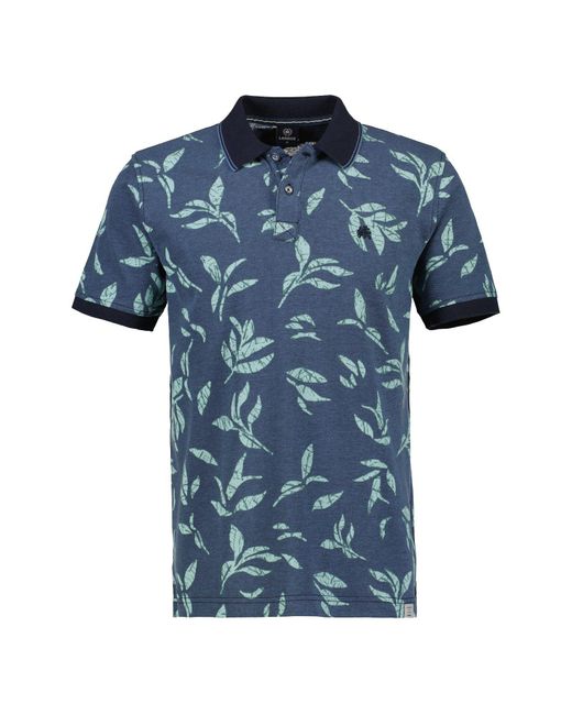 Lerros Poloshirt mit floralem Druck und abgesetzen Details in Blue für Herren