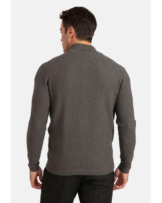 Jacey Quinn Textured Full Zip Cardigan in Gray für Herren
