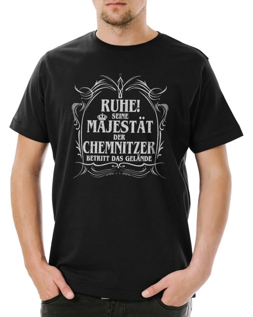 Urban Backwoods Print- Seine Majestä Der Chemnitzer T-Shirt DDR Karl Marx Chemnitz in Black für Herren