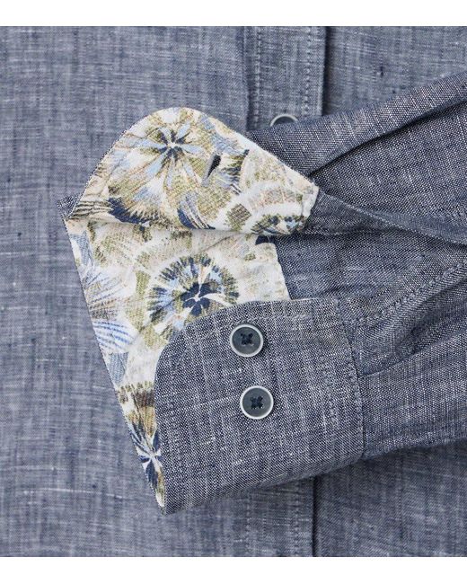CASA MODA Leinenhemd 454403400 mit Stehbundkragen 100% Leinen in Blue für Herren