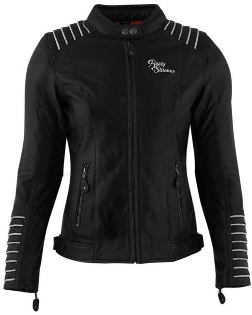 Rusty Stitches Black Motorradjacke Amanda Motorrad Lederjacke