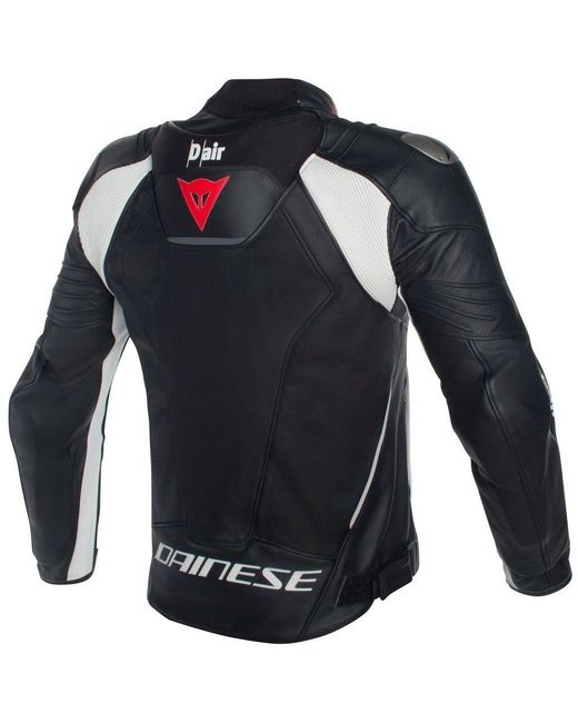 DAINESE Motorradjacke Misano D-Air Airbag Perforierte Motorrad Lederjacke reflektierende in Black für Herren